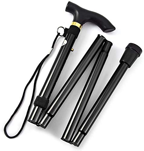 [Australia] - Walking Flexible Stick, Easy Adjustable Height Folding Extendable Walking Stick for Unisex Black 