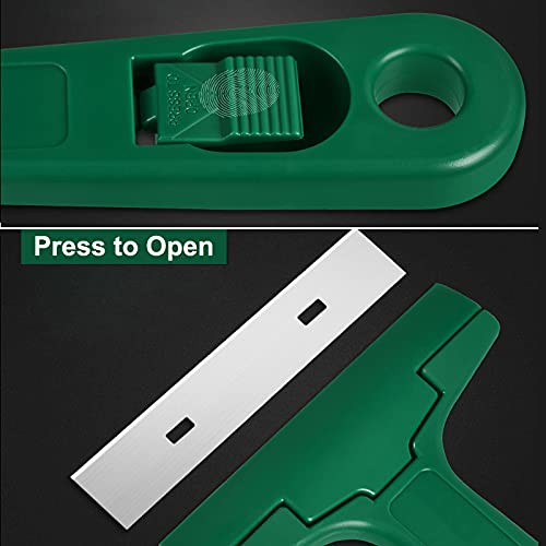 [Australia] - 2pack 5.5 inches Industry Glass Scraper Scraping Hand Tool, T Shape Razor Blade Scraper with 20x Blades, Steel Scraping Knife for Window Stove Windshield Aquarium Tile Floor Wall Cleaning (Green) Green 