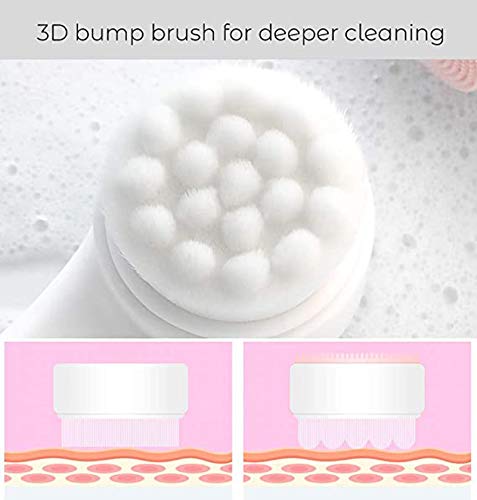 [Australia] - Vôsaidi Facial Brush Cleaning Exfoliate Brush Facial Skin Care Tool Pore Cleaner Cleaning Brush With Plastic handle (Pink) Pink 