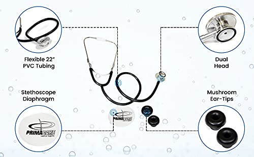 [Australia] - Primacare DS-9291-BL Pediatric Size 22 Inch Stethoscope for Clinical and Screening Instruments, Lightweight and Aluminum Dual Head Flexible Stethoscope, Blue 