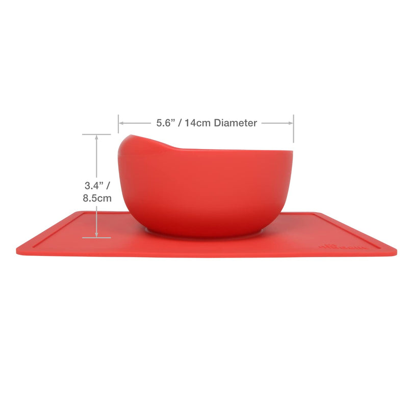 [Australia] - Modaliv Scooper Bowl with Silicone Placemat Suction Base (34oz) - Food Grade Silicone Suction Bowls - Dishwasher and Microwave Safe Adaptive Equipment (Red) Red 