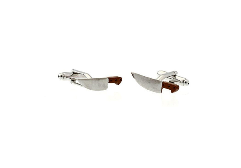 [Australia] - MRCUFF Cook Chef Knife Knives Pair Cufflinks in a Presentation Gift Box & Polishing Cloth 