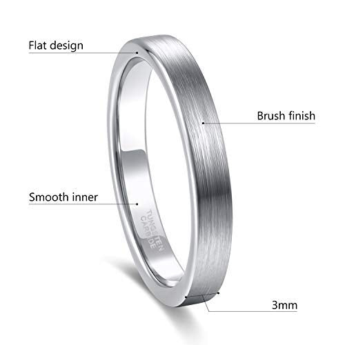 [Australia] - Frank S.Burton Tungsten Ring for Men Women 3mm 4mm 6mm 8mm Engraved I Love You Beveled Edge Matte Silver Wedding Band Comfort Fit Size 4-15 3mm Silver 