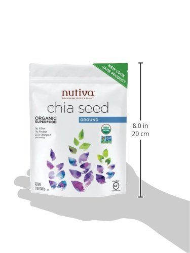 [Australia] - Nutiva Organic Premium Raw Ground Chia Seeds, 12 Oz, USDA Organic, Non-GMO, Whole 30 Approved, Vegan, Gluten-Free & Keto, Nutrient-Dense Seeds with 3g Protein & 5g Fiber for Salads, Yogurt & Smoothies 