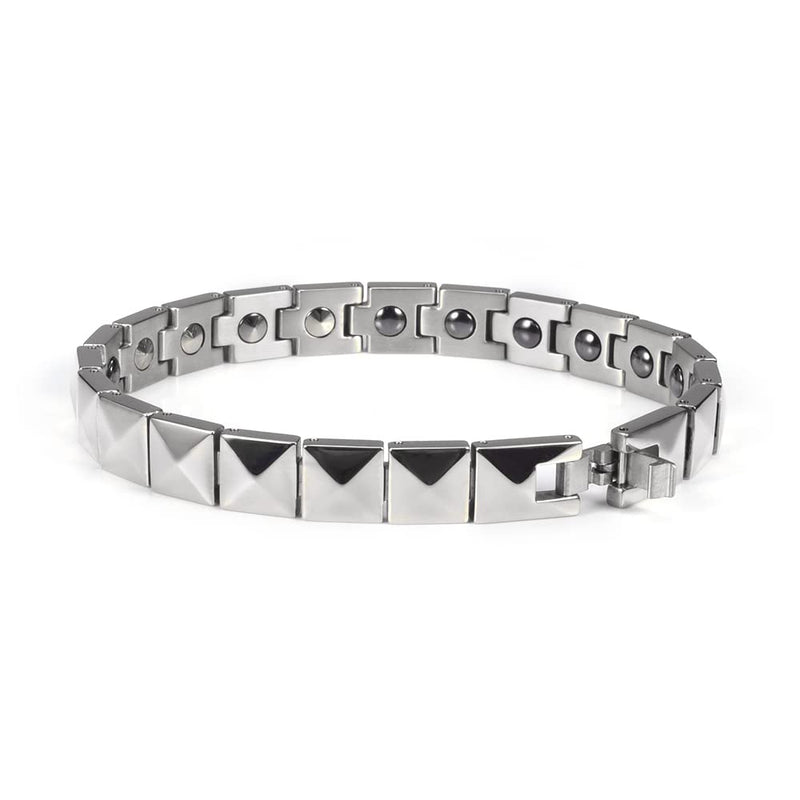 [Australia] - EnerMagiX Lymph Drainage Titanium Magnetic Bracelets for Men, Titanium Magnetic Bracelet with Magnets Bracelets Gift for Women Men(Silver) 