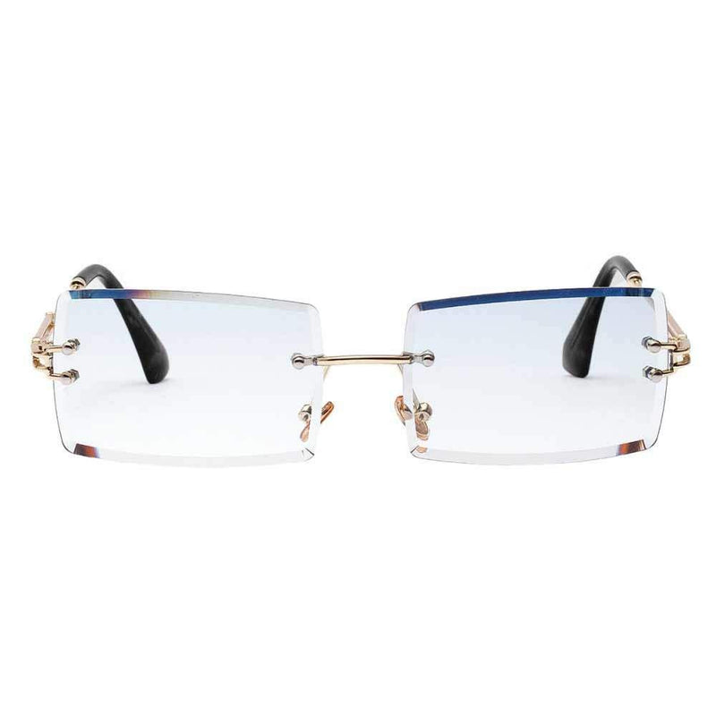 [Australia] - Vintage Rectangle Sunglasses for Women Men Fashion Retro Square Glasses Rimless Frames Lens Eyewear Ultralight UV400 Protection Transparent 