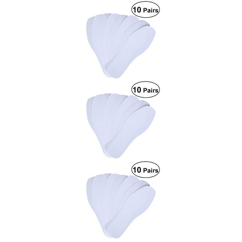 [Australia] - DOITOOL 30 Pairs Disposable Breathable Barefoot Insoles Flat Insole Liner Insert Sports Summer Foot Odor Eliminator Insoles Size 45 ( White ) 