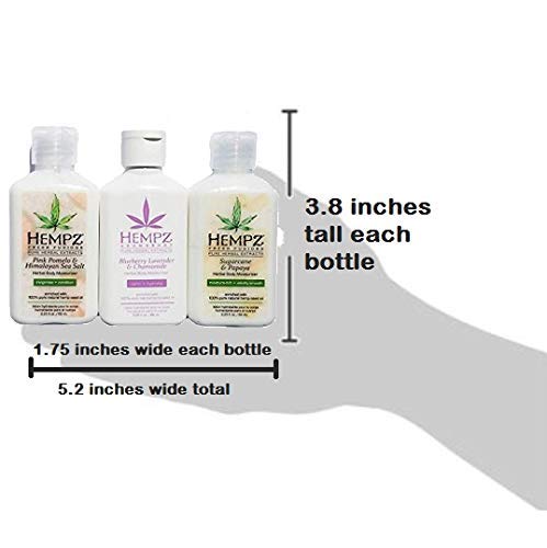 [Australia] - Hempz MOISTURIZER 3 PACK Sugarcane Papaya, Pink Pomelo and Blueberry Lavender Chamomile (2.25 ounces each bottle) with clear case 