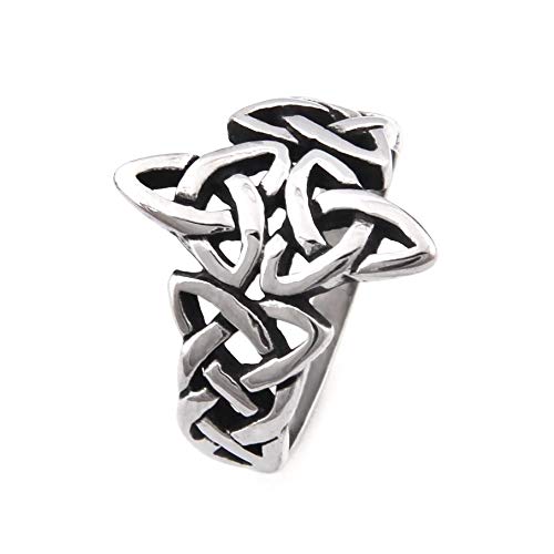 [Australia] - Gungneer Stainless Steel Celtic Knot Trinity Triquetra Ring Infinity Band Protecton Eternity Jewelry Men Women 13 