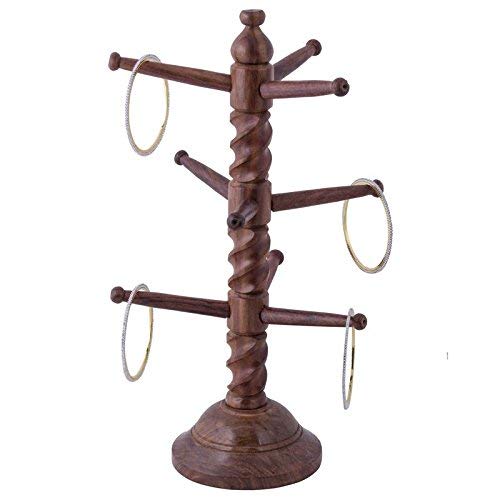 [Australia] - Indian Crafts Idea Decor Sheesham Wood Bangles Stand,Bangle Hanger,wood handers,9 Rod Bracelet Stand, Jewelry Display Stand Tower for Necklace, Bangle Storage Organizer,Bangle bracelet display stand 