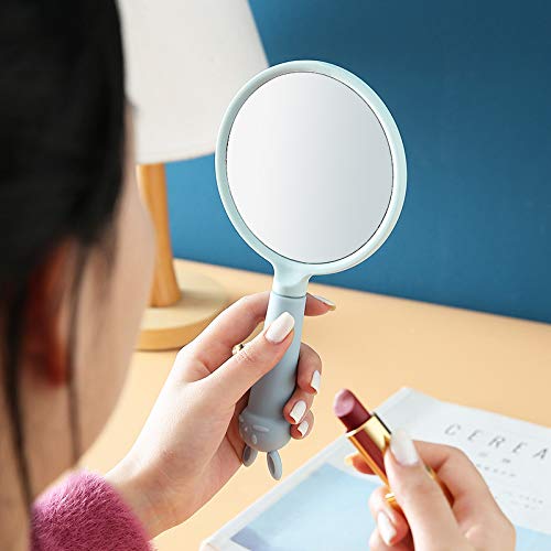 [Australia] - IKELOK Makeup Mirror Pink Hand Mirror Circle Vanity Mirror Handheld Mirror with Handle Mirror 