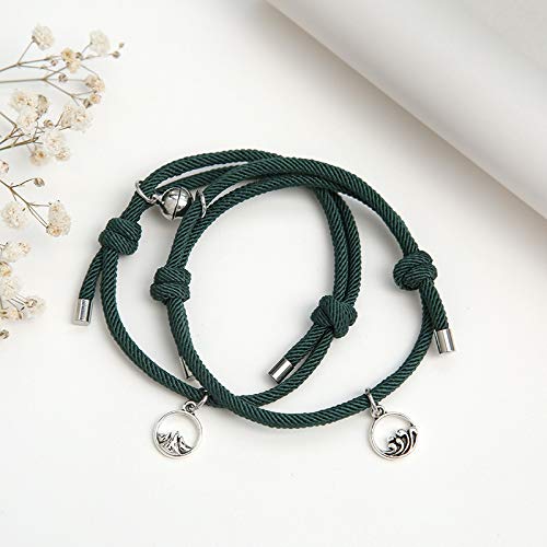 [Australia] - MRSXXNTY Magnetic Couples Bracelets Set Mutual Attraction Relationship Matching Bracelets for Couples Friendship Vows of Eternal Love Jewelry Gift GREEN 