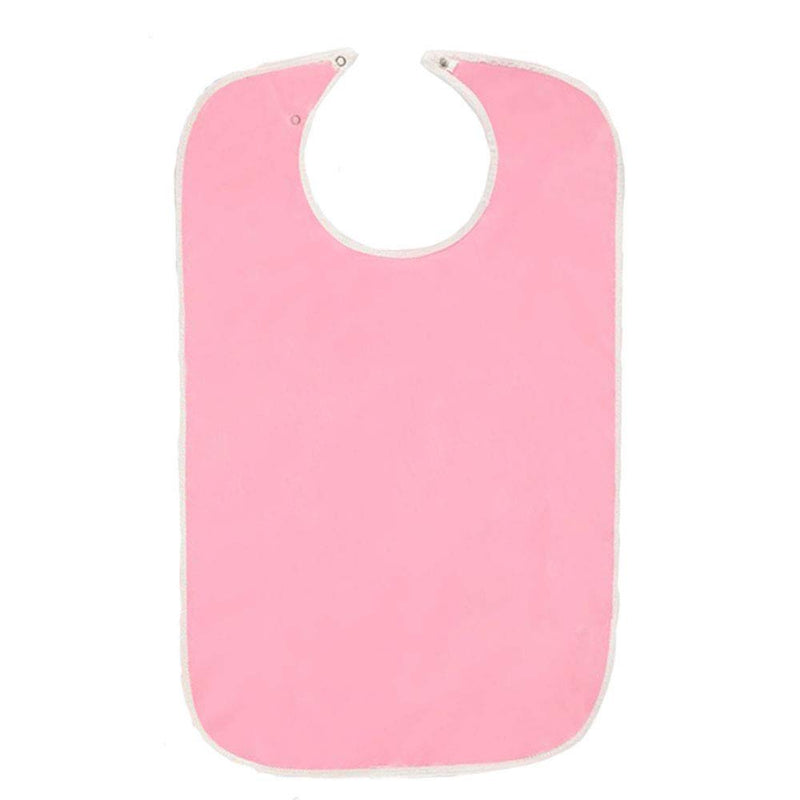 [Australia] - Nobles 3 Terry Adult Bibs with Vinyl Barrier - Snap Closure (White with Light Pink Backing) 