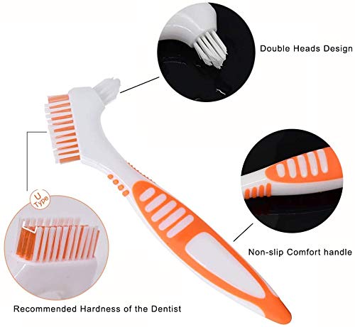 [Australia] - Chargenyang Denture Brush Dual Head Toothbrushes Hard Denture Cleaning Brush Denture Toothbrush Cleaning Brush False Teeth Brush Toothbrush(3PACK) 