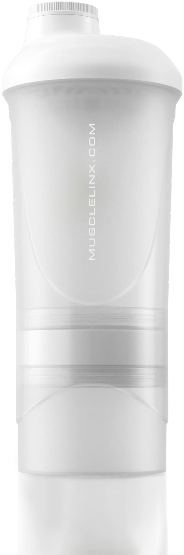 [Australia] - White Protein Shaker Plus Storage Screw top 100% Leak Proof Drinks Bottle 500ml to 700ml by Musclelinx 