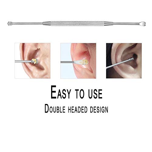 [Australia] - Luxxii 2 Pack - Stainless Steel Ear Spoon Portable Double-Ended Ear Pick Earwax Cleaning Tools Removal Ear Cleaner Spoon Spiral Ear Clean Tool 