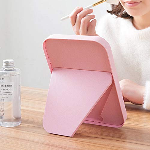 [Australia] - Coobbar Desktop Makeup Mirror,Foldable Makeup Mirror Simple Portable Makeup Mirror Princess Mirror Square Mirror Makeup Mirror for Women (Pink) Pink 