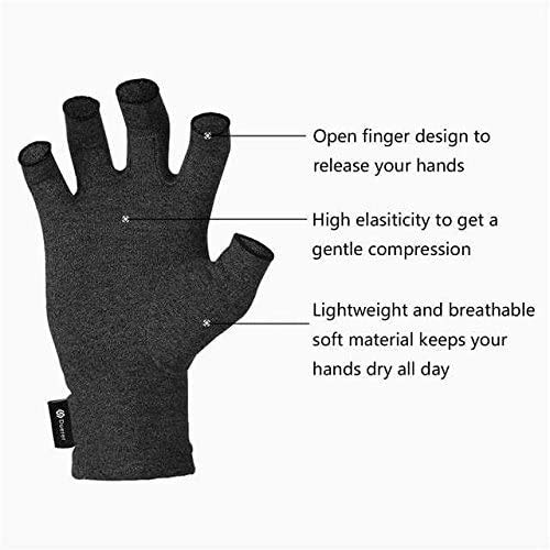 [Australia] - Duerer Arthritis Compression Gloves Women Men for RSI, Carpal Tunnel, Rheumatiod, Tendonitis, Fingerless Gloves for Computer Typing and Dailywork (Black, L) Large (1 Pair) Black 