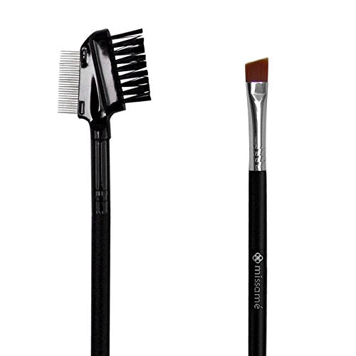 [Australia] - Metal Teeth Eyelash Comb and Duo End Angled Eyebrow Brush with Spoolie, Best To Define Mascara, Eye Brow Powder Makeup and Lash Extension 