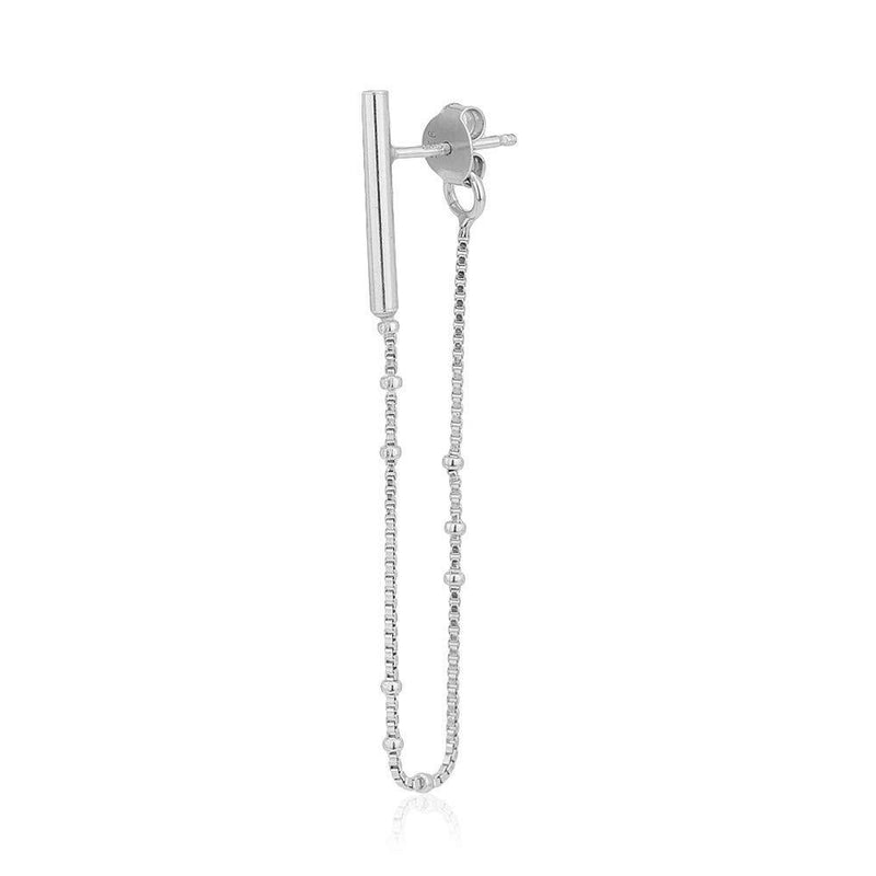 [Australia] - Vanbelle Sterling Silver Jewelry Front & Back Bar & Chain Earrings with Rhodium Plating for Women and Girls 