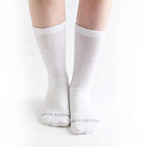 [Australia] - Doc Ortho Ultra Soft Loose Fit Diabetic Socks for Men and Women, 3 Pairs, Crew White X-Large 