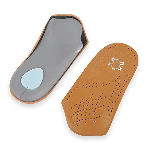 [Australia] - 3/4 Cushioned Orthotic Insoles with Metatarsal Pad, Leather Half Shoe Inserts 2.8cm Arch Support for Plantar Fasciitis, Pair (EU 41/42) EU 41/42 