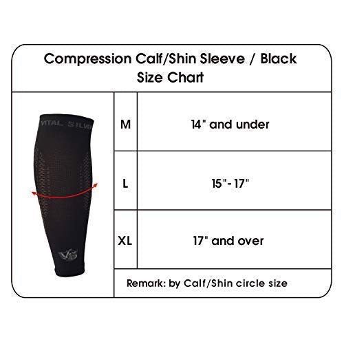 [Australia] - Vital Salveo - Compression Calf/Shin Sleeves for Basketball, Running, Jogging, Fitness, Cycling, and Enhanced Sports Performance-Black (Pair)-Large L 