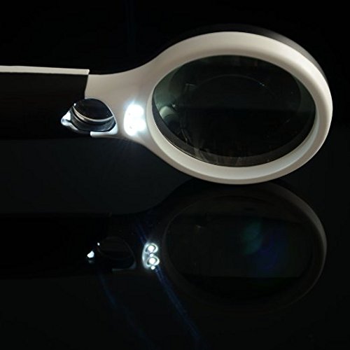 [Australia] - Magnifier 3 LED Light, Marrywindix 3X 45X Handheld Magnifier Reading Magnifying Glass Lens Jewelry Loupe White and Black 