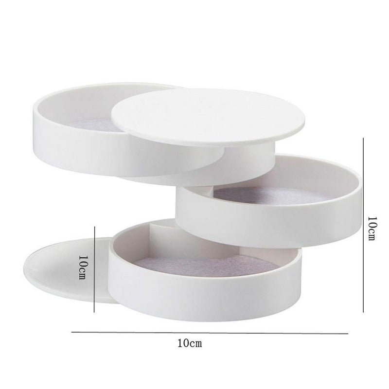 [Australia] - Maxbei Jewelry Organizer Case 360 Degree Round Rotating Jewelry Storage Box Necklace Bracelet Ring Earring Display Tray Holder White 