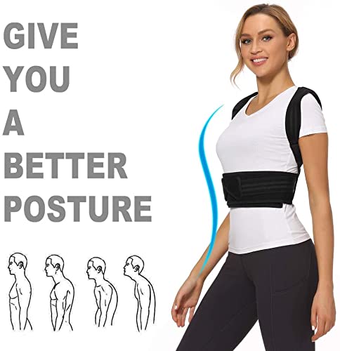 [Australia] - True Face Posture Corrector for Men, Women and Kids, Spine and Back Support, Relief Pain in Neck, Back and Shoulders, Adjustable and Breathable Back Brace Improves Posture Black M 