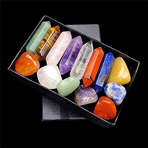 [Australia] - Premium Healing Crystals Kit in Gift Box - 7 Chakra Set Tumbled Stones, 7 Chakra Stone Set Meditation Stone Yoga Amulet With Gift Box 