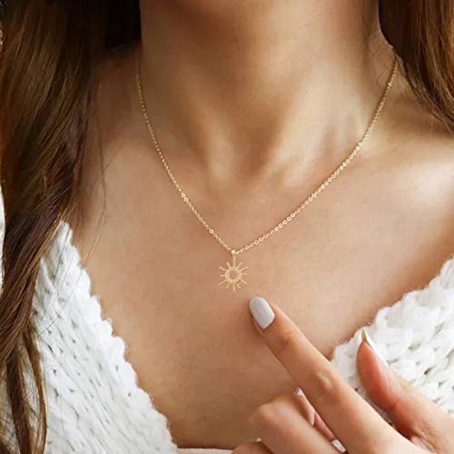 [Australia] - Long tiantian BFF Necklace for 2 Cactus Sun Lotus Moon Necklace Love Knot Arrow Evil Eye Necklace Friendship Gift (Gold & Silver) Sun bff for 2 