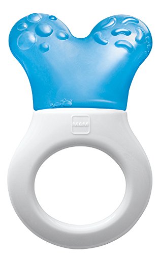 [Australia] - MAM Mini Cooler & Clip, Cooling Component Comforts Teething Babies, Sensitive Gums Massaged by Baby Ring, Long Range Reaches All Baby Teeth, Suitable for 0-3 Years, Blue 