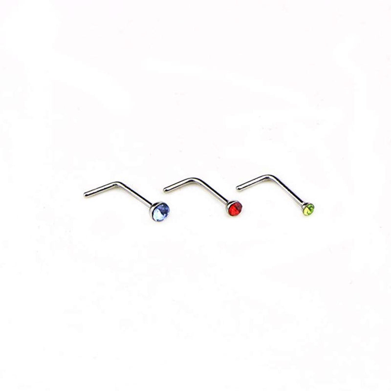 [Australia] - SMUOBT 120pcs 22G L Shaped Stainless Steel Nose Studs Rings Piercing Pin Body Jewelry 1.5mm 2mm 2.5mm a Set White and Colour 