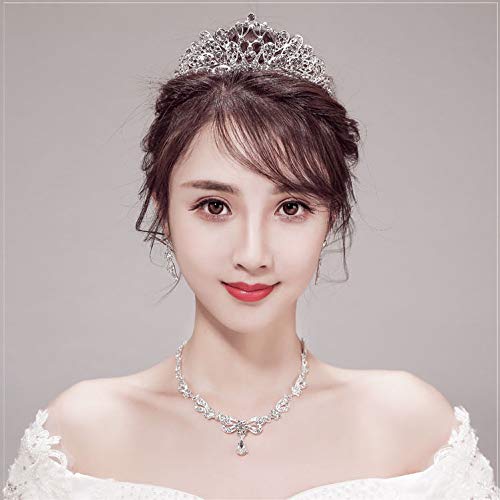 [Australia] - Wedding Sets For Women Bling Bride Hair Accessories Tiaras Earrings Necklace Wedding Jewelry Sets A 