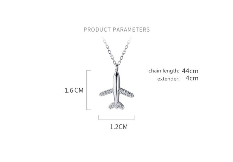 [Australia] - Tiny Crystal Airplane Pendant Necklace for Women Teen Girls Kids 925 Sterling Silver 18K White Gold Plated Huggie Diamond Plane Free Fly Wings Drop Choker Y Necklace Chain Lightweight Fashion Jewelry 