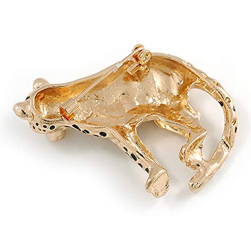 [Australia] - Avalaya Unique Leopard Brooch in Gold Tone Metal with Black Spots - 42mm Across 