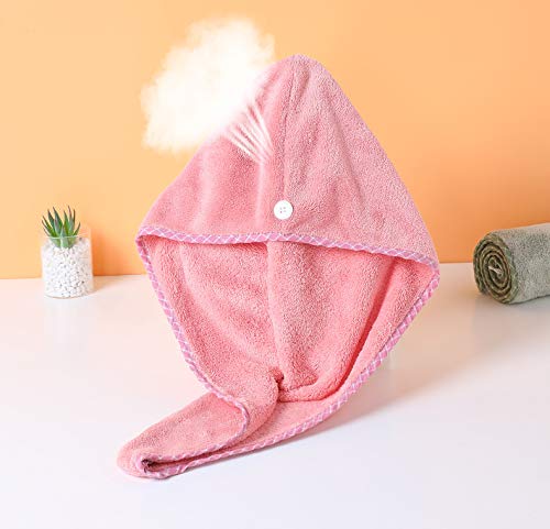 [Australia] - Hooshion Thickened Coral Velvet Dry Hair Cap Absorbent Quick-drying Hair Cap Bag Turban Dry Hair Towel Shower Cap Microfiber 