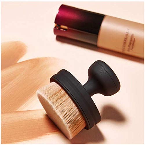 [Australia] - Flat round shaped Foundation Makeup Brush, Kabuki Liquid Foundation Brush Portable Cosmetic Brush Large Full Coverage Face Body Makeup Brush with Protective stand 