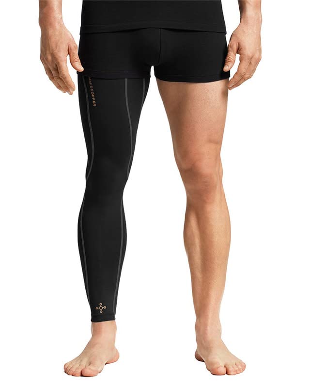 [Australia] - Tommie Copper Unisex Performance Compression Full Leg Sleeve - Black, Large 