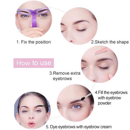 [Australia] - Eyebrow Stencils, Eyebrow Template, Eyebrow Shaping Kit,8 Styles Reusable Eyebrow Stencil with Handle and Strap, Washable 