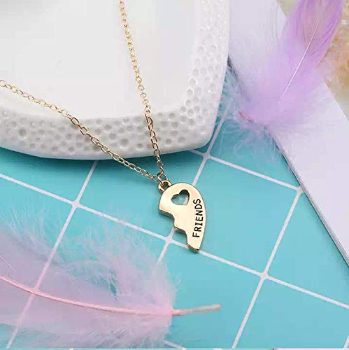 [Australia] - Silver/Gold Heart Shaped Pendant Best Friends Necklace For 2 - Stainless Steel - Gifts For Friends Female - Best Friend Necklaces - BFF Necklace For 2 - Best Friend Necklaces For 2 