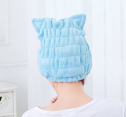 [Australia] - Ranvi Microfiber Bath Towel Hat Hair Quick Drying Towel Hat Cute Bath Tool Super Soft Absorbent Hair Dry Hat(blue) Blue 