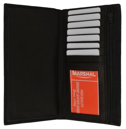 [Australia] - Genuine Leather Checkbook Cover Wallet Organizer with Credit Card Holder Black 