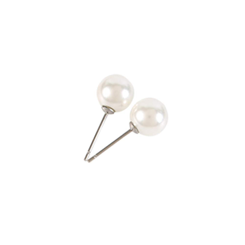 [Australia] - LEILE White 8mm Glass Pearls Necklace Bracelet Earring Diamond Jewelry 3 Set Wholesale for Women Little Girls 14.5inch 