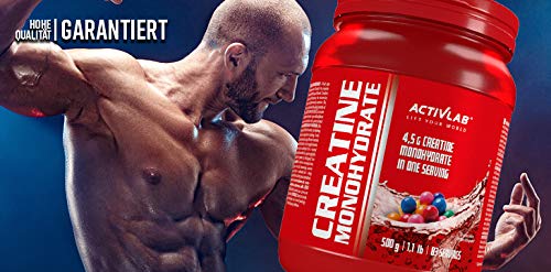 [Australia] - Activlab Creatine Monohydrate - 500g Jar | Optimum Nutrition Pre-Workout 83 Servings | Creatine Powder for Muscle Growth- Bubble Gum Flavor 