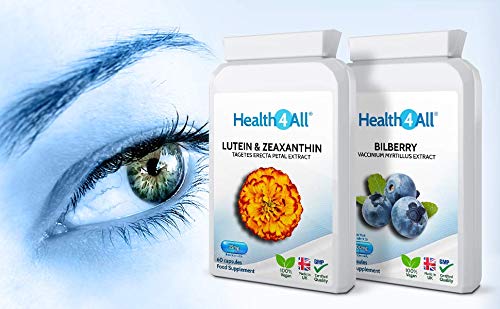 [Australia] - Lutein 25mg with Zeaxanthin Capsules (not Tablets) for Eye Health and Blue Light Protection. Vegan. Made in The UK by Health4All, 60 Capsules (V) 60 Count (Pack of 1) 