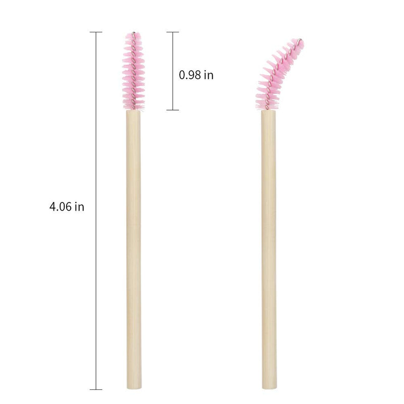 [Australia] - Mekupeu100 Pack Eyelash Mascara Wands Disposable Eco-friendly Bamboo Handle Makeup Brushes Eye Lash Extension Tool Kit, Pink 