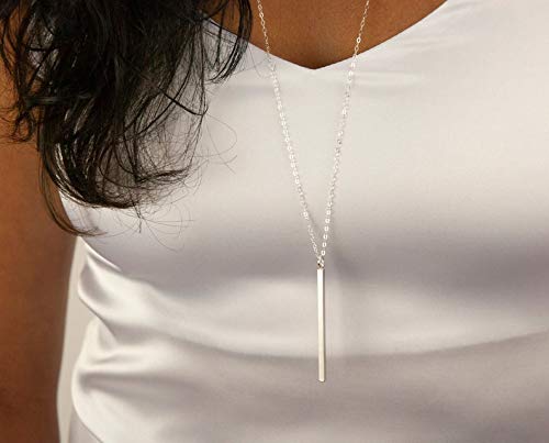 [Australia] - YANCHUN Multi-Layered Round Disc Necklace Long Necklaces for Women Vertical Bar Pendant Layered Necklaces for Girls B:Leaf&Bar Silver Set 