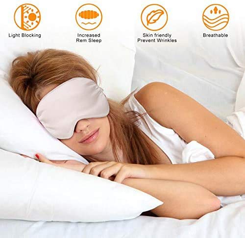 [Australia] - YouCut Sleep Eye Mask with Elastic Strap Headband, Lightweight Comfortable Soft Silk Like for Men Women Traveling (Light Pink) Light Pink 
